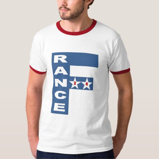 Men's Ringer T-Shirt  white red  FRANCE  26 (Voorkant)