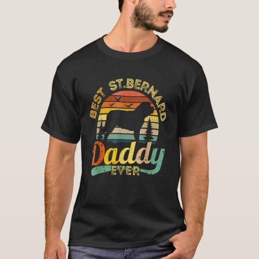 Mens Saint Bernard Dad Best Daddy Dog  Retro Fathe T-shirt (Voorkant)