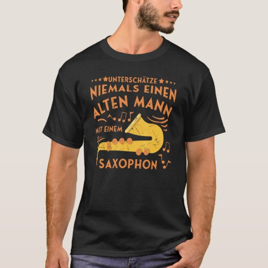 Mens Saxophone Old Man Musician Saxophone Brass Mu T-shirt (Voorkant)