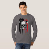 Mens Schedel Brandweerman  T-shirt (Voorkant volledig)