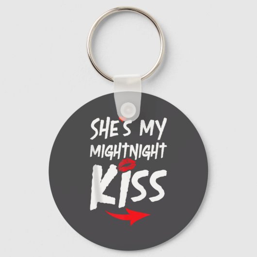 Mens She's My Midnight Kiss Happy New Year Matchin Sleutelhanger (Voorkant)