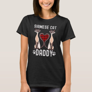 Mens Siamese Kat Papa Plaid Hart Kitten Papa Kat T-shirt