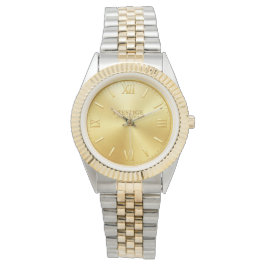 Men's silver watch with golden accents horloge