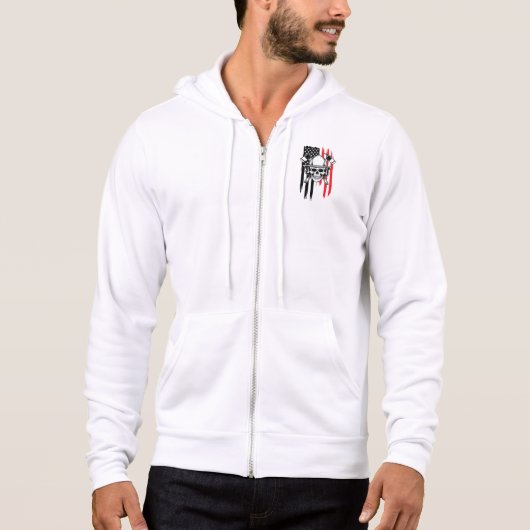 Mens Skull Firefighter  Hoodie (Voorkant)