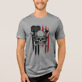 Mens Skull Firefighter  Tri-Blend Shirt (Voorkant)