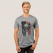 Mens Skull Firefighter  Tri-Blend Shirt (Voorkant volledig)