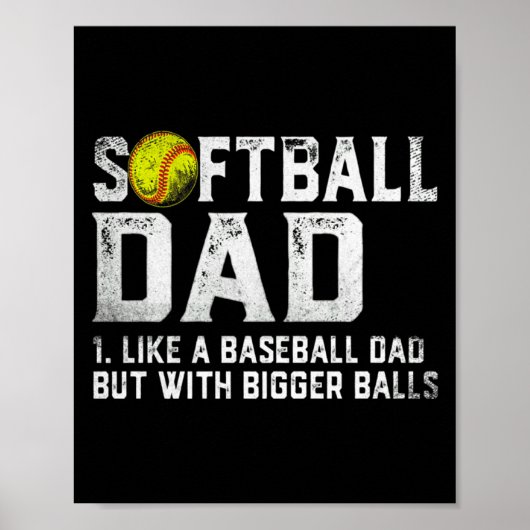 Mens Softball Dad Baseball Bigger Fathers D T Shir Poster (Voorkant)