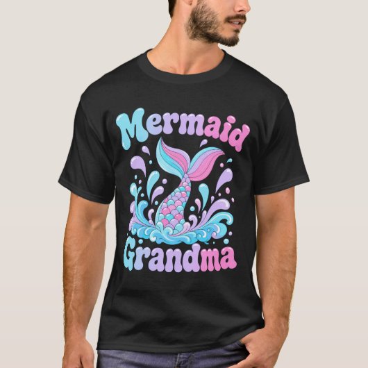 Mens speelse zeemeerminnenstaart met waterspatten t-shirt (Voorkant)