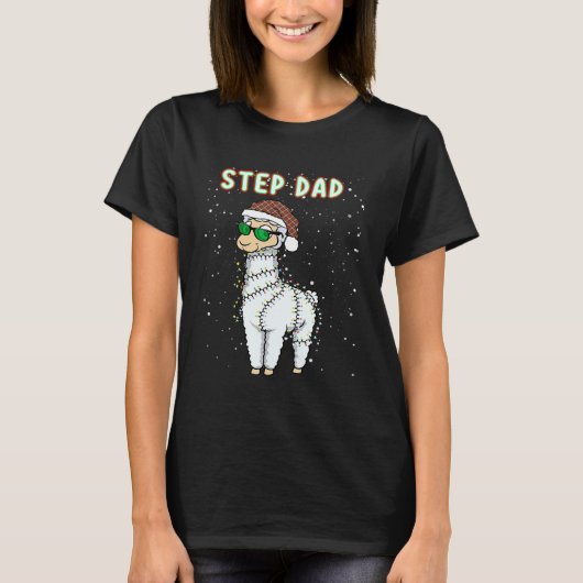 Mens Step Vader Llama Liefhebbers Matching Kerst L T-shirt (Voorkant)