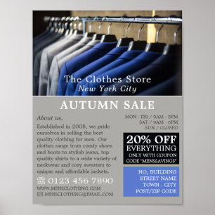 Men's Suits, Men's Clothing Store Advertising Poster