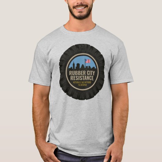 Men's t-shirt with NEW Rubber City Resistance logo (Voorkant)