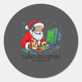 mens Tech Rebooting Support Santa s Ronde Sticker (Voorkant)