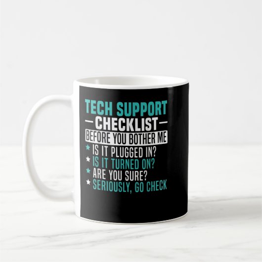 Mens Tech Technical Support Checklist Computer Sys Koffiemok (Links)