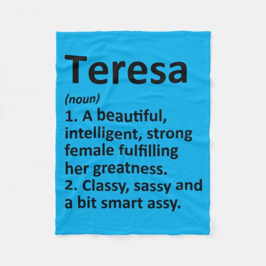 Mens Teresa Definitie Gepersonaliseerde Naam Grapp Fleece Deken (Voorkant)