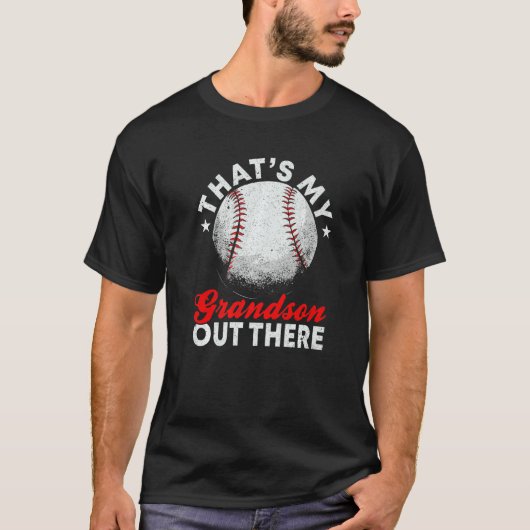 Mens That's My Grandson Out There Baseball Grandpa T-shirt (Voorkant)