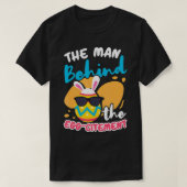 Mens The Man Behind The Eggcitement Easter Bunny E T-shirt (Design voorkant)