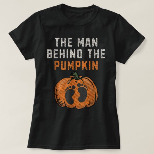 Mens The Man Behind The Pumpkin Dad Halloween Preg T-shirt (Design voorkant)