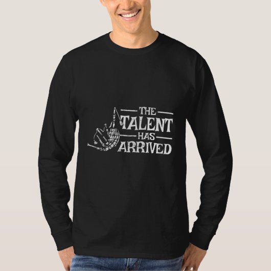 Mens The talent has arrived bagpiper bagpiping bag T-shirt (Voorkant)