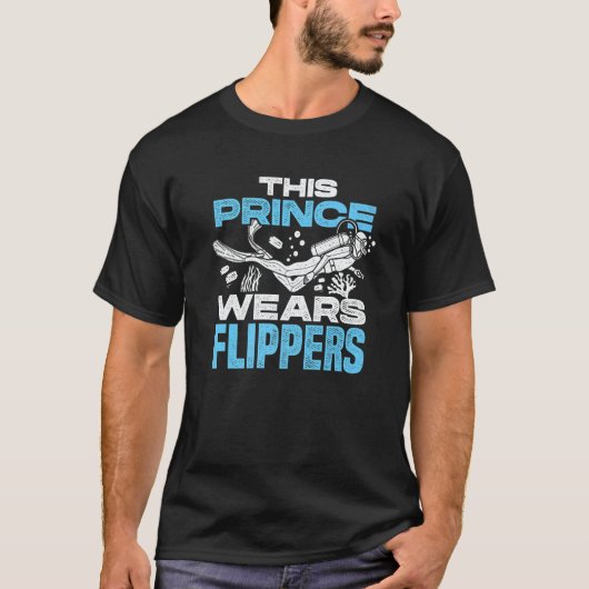 Mens This Prince Wears Flippers Diver Scuba Diver  T-shirt (Voorkant)