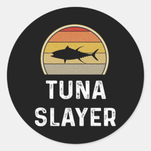 Mens Tuna Slayer Vissen Cadeaus Funny Fisherman Sh Ronde Sticker