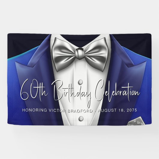 Mens Tuxedo Birthday Party Banner (Horizontaal)