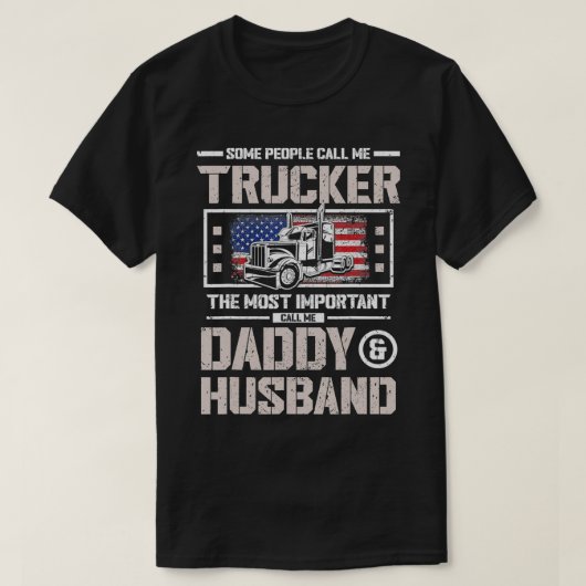 Mens US Flag Trucker Daddy of Trucker Husband Vrac T-shirt (Design voorkant)