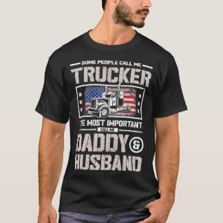 Mens US Flag Trucker Daddy of Trucker Husband Vrac T-shirt