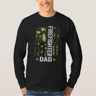 Mens Usa Flag Camouflage Firefighter Dad Patriotic T-shirt