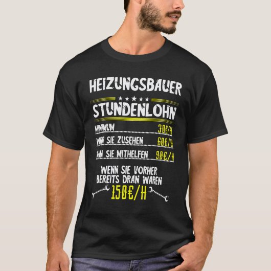 Mens Verwarming Bouwer Uurloon Sanitaire Installat T-shirt (Voorkant)