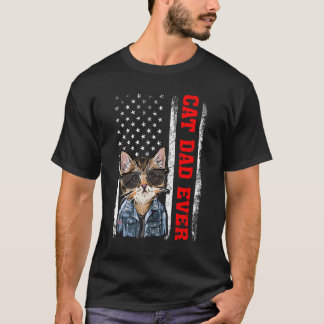 Mens Vintage Amerikaanse Vlag Kat Vader Ever Vader T-shirt