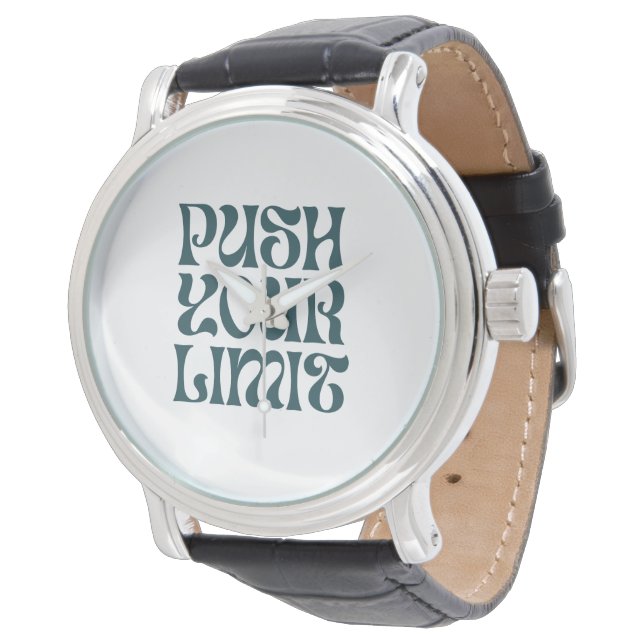 Men's Vintage Black Leather Strap Watch Horloge (Gekanteld)