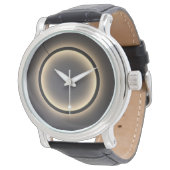 Men's Vintage Black Leather Strap Watch Horloge (Gekanteld)