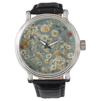 Men's Vintage Black Leather Strap Watch Horloge