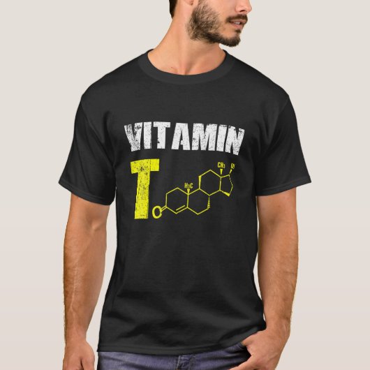 Mens Vitamin T Testosteron Bodybuilding Gym Fitnes T-shirt (Voorkant)