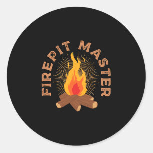 Mens vuurplaats master kamperen kampvuur kampeerde ronde sticker