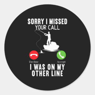 Mens was aan de andere lijn grappige visser visser ronde sticker