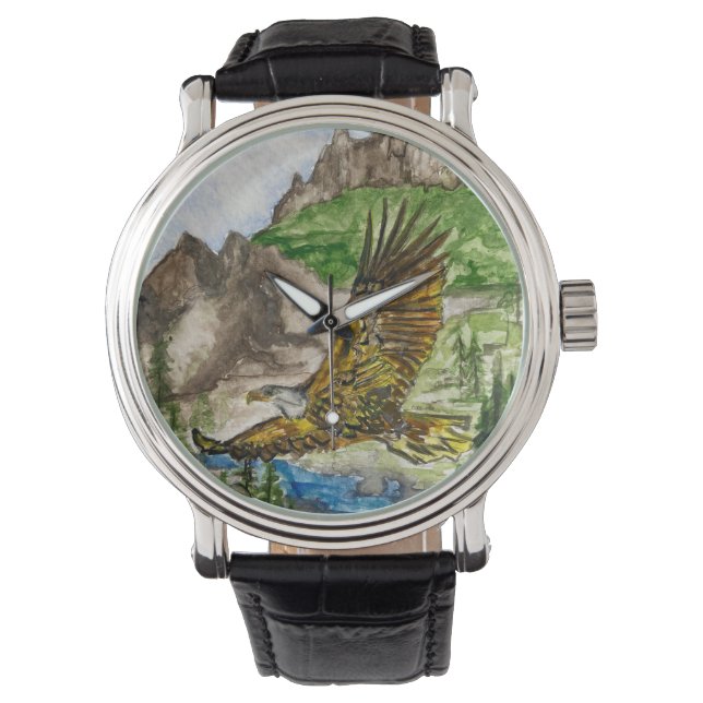 Men's Watch with Eagle Original Artwork Horloge (Voorkant)