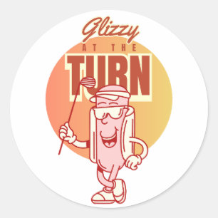 Mens Weekend Scramble Retro Glizzy Bij De Bocht Ronde Sticker