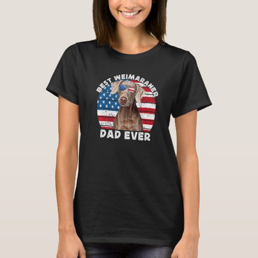 Mens Weimaraner Dad For Men American Flag Weimaran T-shirt (Voorkant)