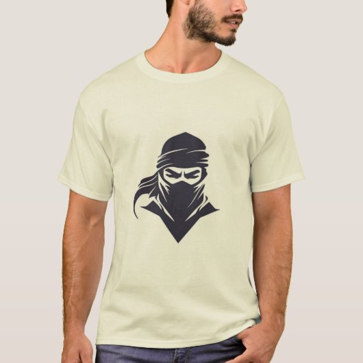 Men's white t-shirt with modern ninja design (Voorkant)