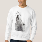 Mens Wild & Free Script Howling Wolf Fijne Kunst Trui (Voorkant)