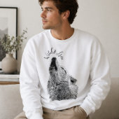 Mens Wild & Free Script Howling Wolf Fijne Kunst Trui