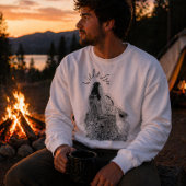 Mens Wild & Free Script Howling Wolf Fijne Kunst Trui