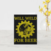 Mens Will Weld For Beer Funny Welder Welding Gift Kaart (Gele Bloem)