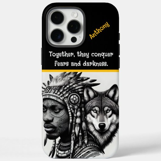 Mens-wolfgeest portretmix Case-Mate iPhone case (Achterkant)