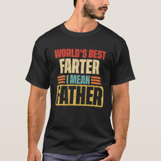 Mens World's Best Farter, I Mean Father Retro Funn T-shirt