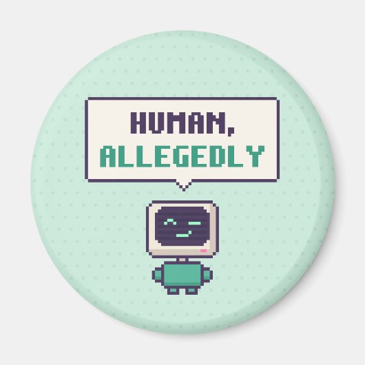 Mens, zogenaamd grappige AI Pixel Magneet (Voorkant)