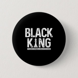 Mens zwarte koning schaken geschiedenis maand june ronde button 5,7 cm