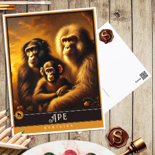 mensaap   Schattige familie  Briefkaart