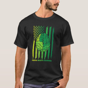 Menselijk brein VS Vlag Lint Geestelijk Gezondheid T-shirt